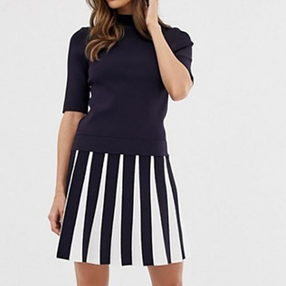 TED BAKER Navy Hethia Knit dress
